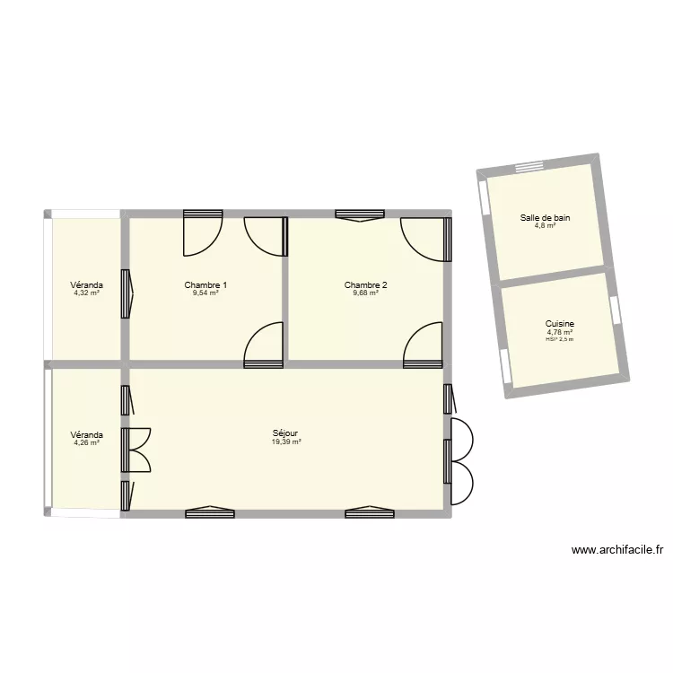 2 -&egrave;me Essai. Plan de 7  et 57 m²