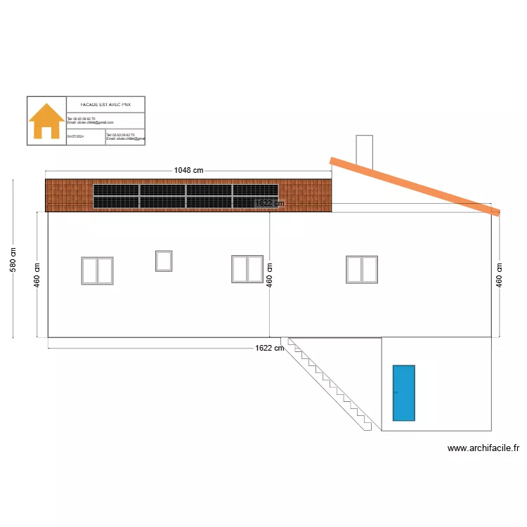 FACADE EST AVEC PNX. Plan de 