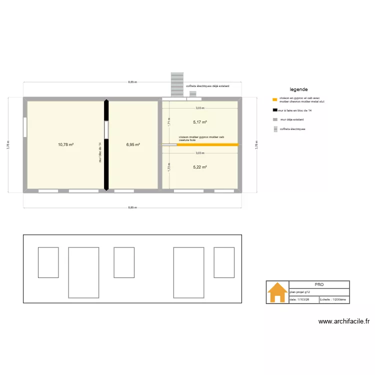 projet g12. Plan de 4  et 28 m²
