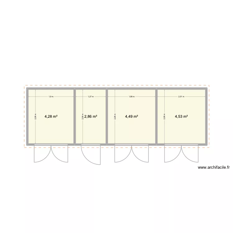 D&eacute;pendance. Plan de 4  et 16 m²