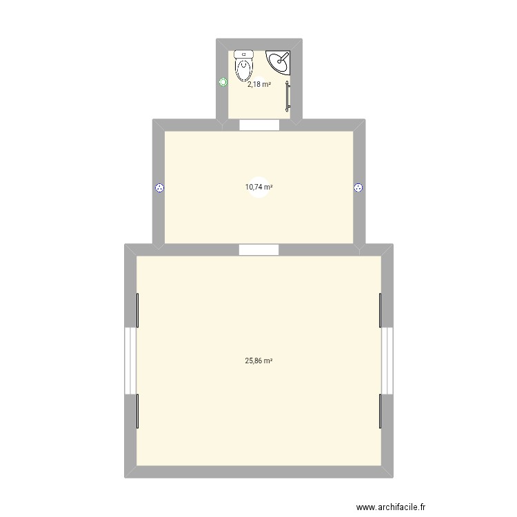 Épicier Nizar. Plan de 3 pièces et 39 m2