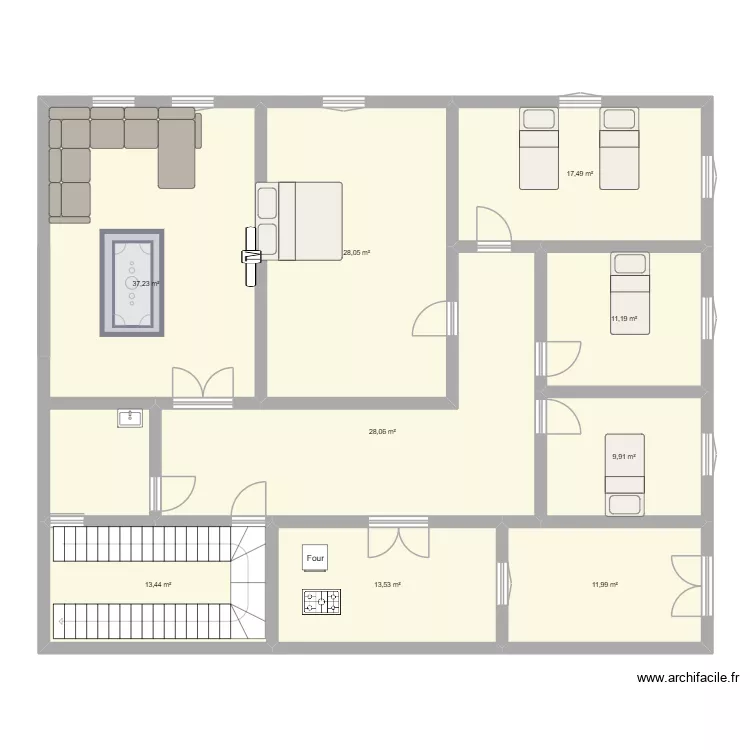 dar. Plan de 9 Pièces et 171 m²