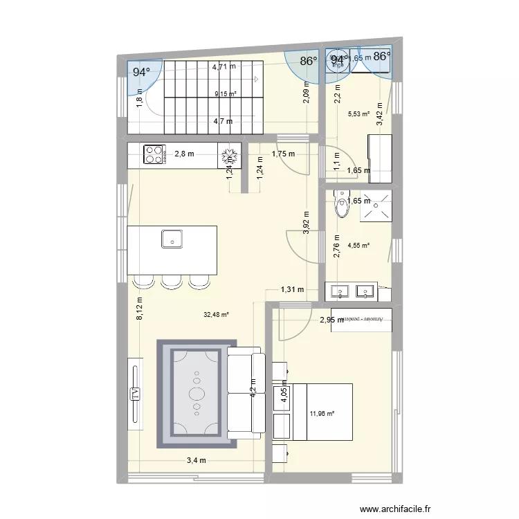 Projet Logement + Buvette. Plan de 5 et 64 m² Projet Logement + Buvette. Plan de 5 et 64 m²