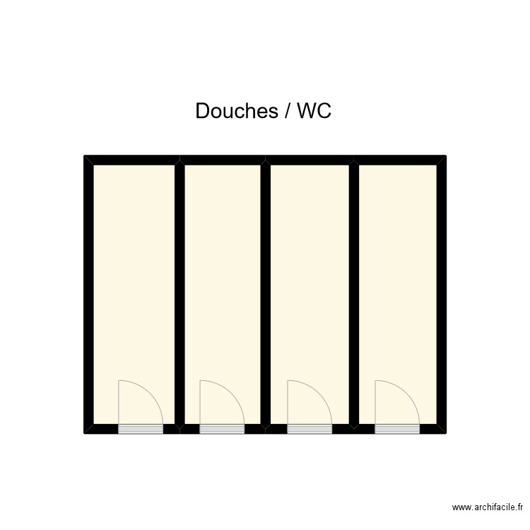 Vue en plan D/WC KPINNOU. Plan de 4 pièces et 11 m2