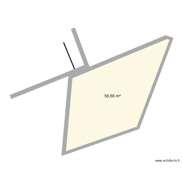 A construire. Plan de 1 pièce et 57 m2