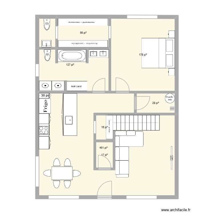 tricia. Plan de 7 pièces et 81 m2