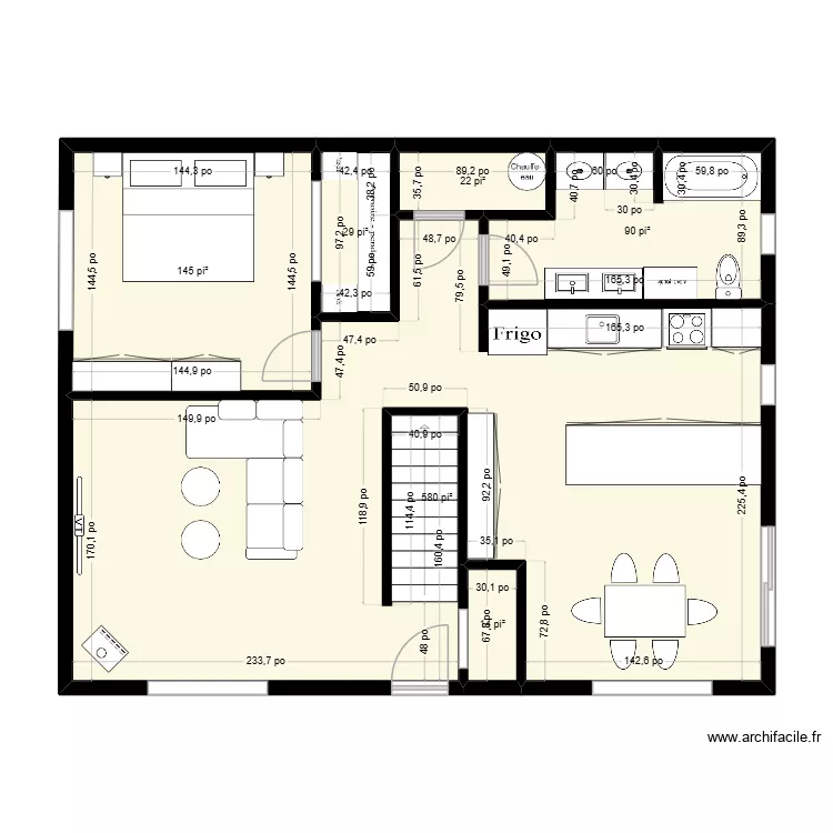 tricia. Plan de 6 pièces et 82 m²