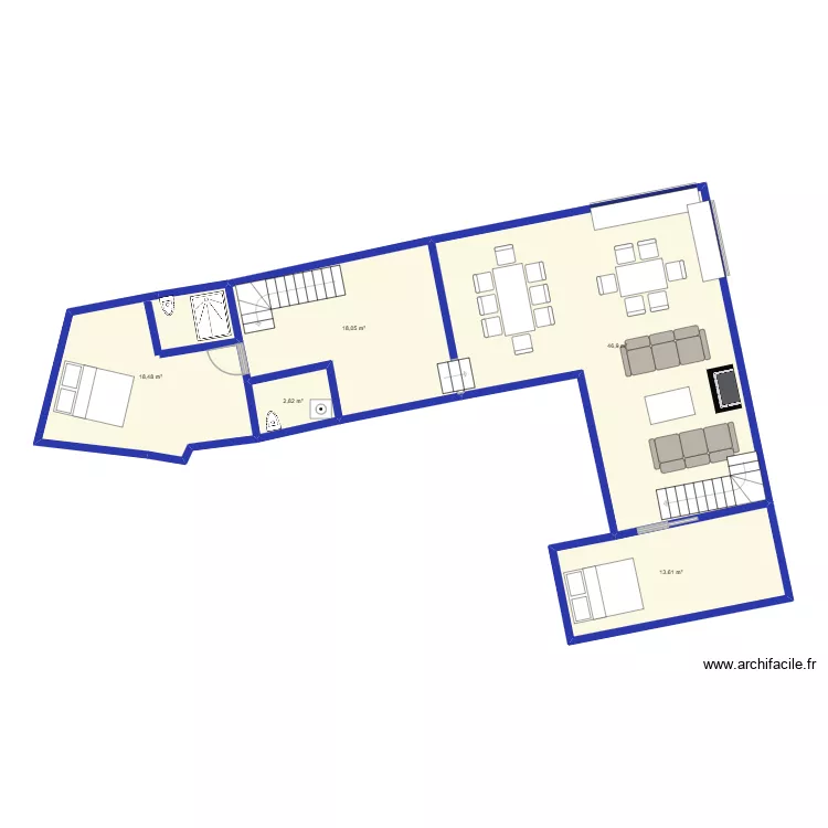 rdc 42 RD. Plan de 5  et 100 m²