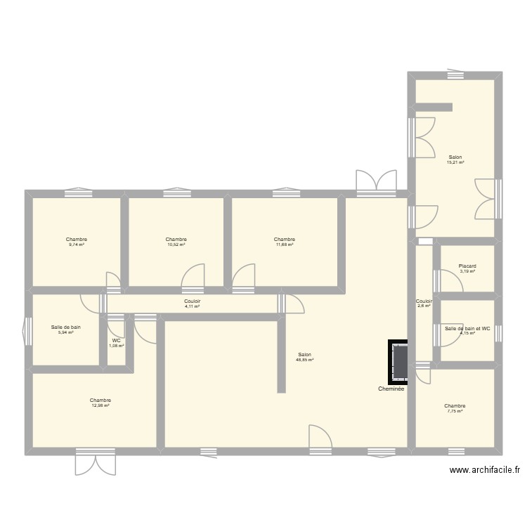 Maison Seillons. Plan de 13 pièces et 138 m2