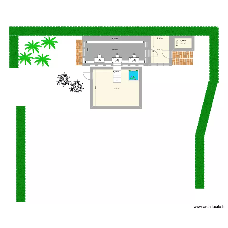 Genval Jardin. Plan de 4 pièces et 48 m²