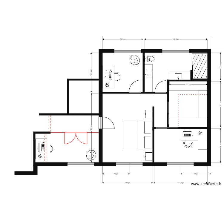 cyr 3. Plan de 4 pièces et 55 m2