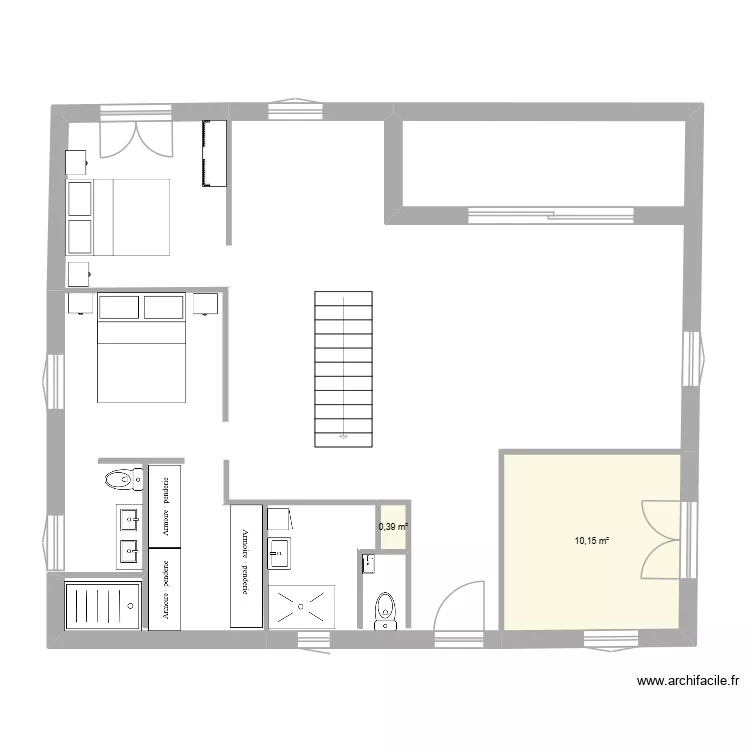 Dressing/SdeB. Plan de 2  et 11 m²