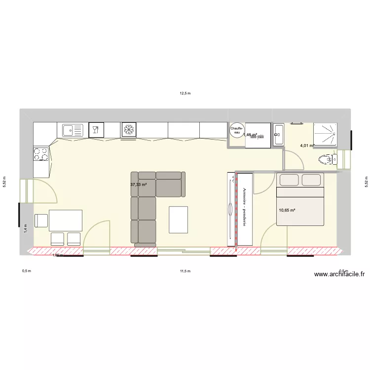 Bergerie. Plan de 4  et 53 m²