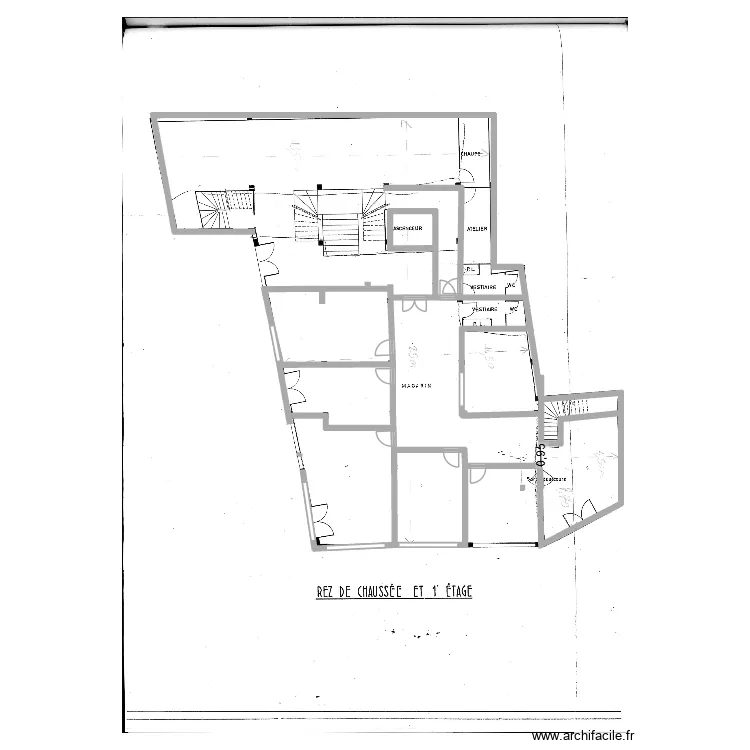 mediatheque r0. Plan de 4  et 52 m²