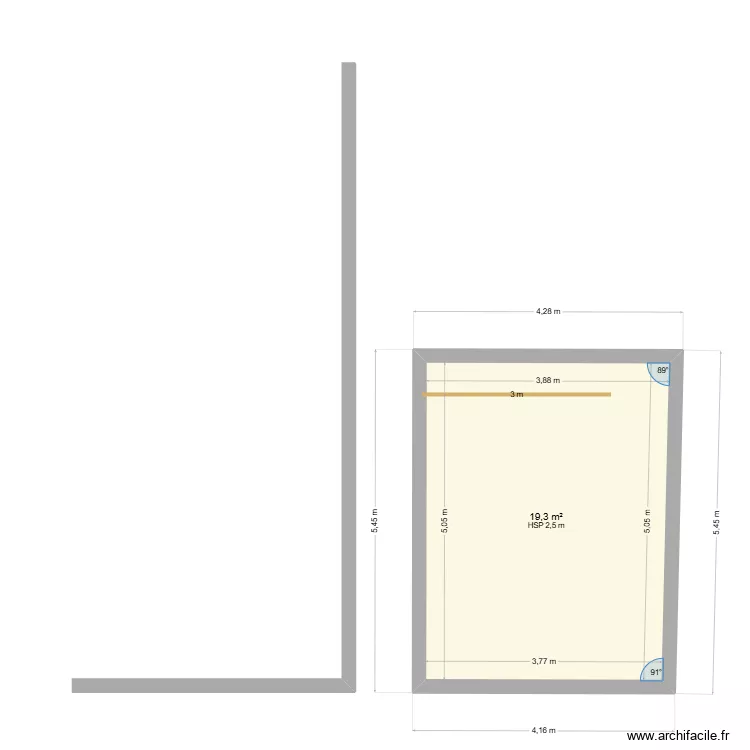 Remise mono pan 2. Plan de 1  et 19 m²