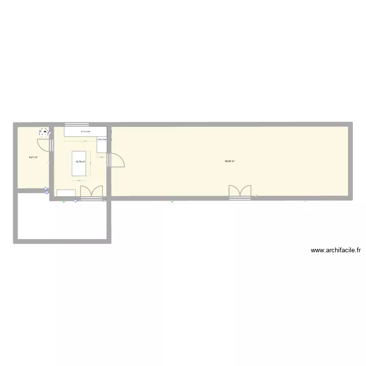 Arri&egrave;re cuisine et veranda. Plan de 3  et 94 m²