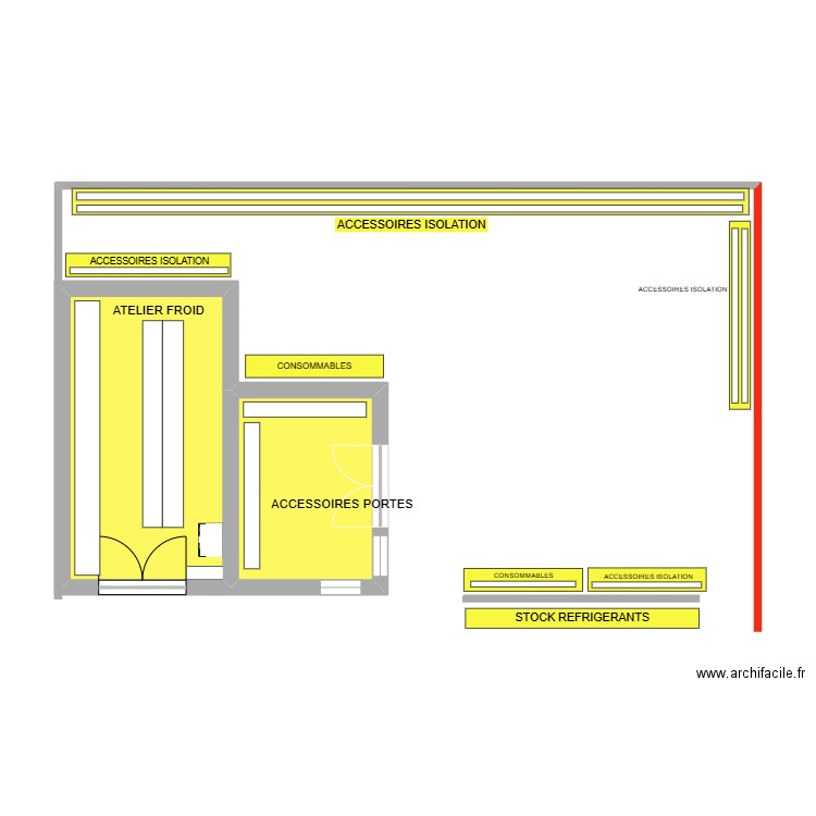Détail. Plan de 2 pièces et 20 m2