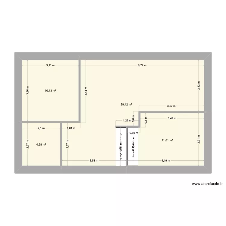 Etage 1 bourguet o. Plan de 4 pièces et 56 m²