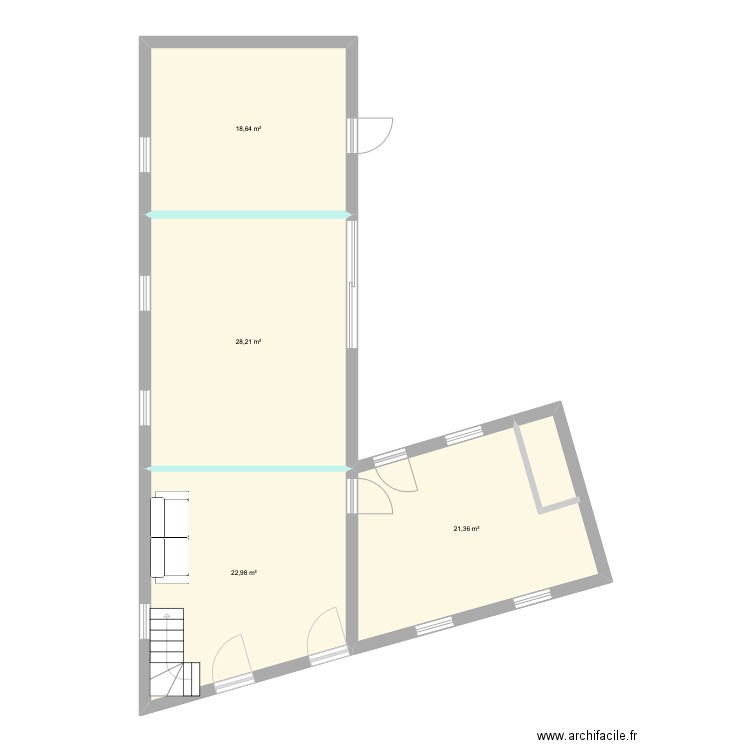 Ferme-partie-pro. Plan de 4 pièces et 91 m2