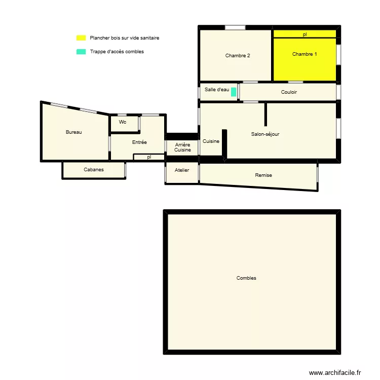 Mrozinski termites. Plan de 18  et 66 m²