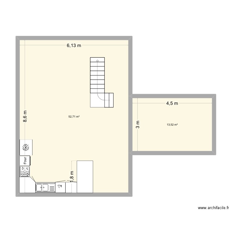 Plan 2. Plan de 2 pièces et 66 m2
