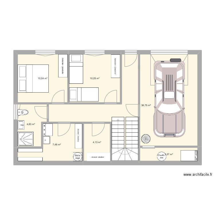 Le Bonou rez. Plan de 7 pièces et 77 m2