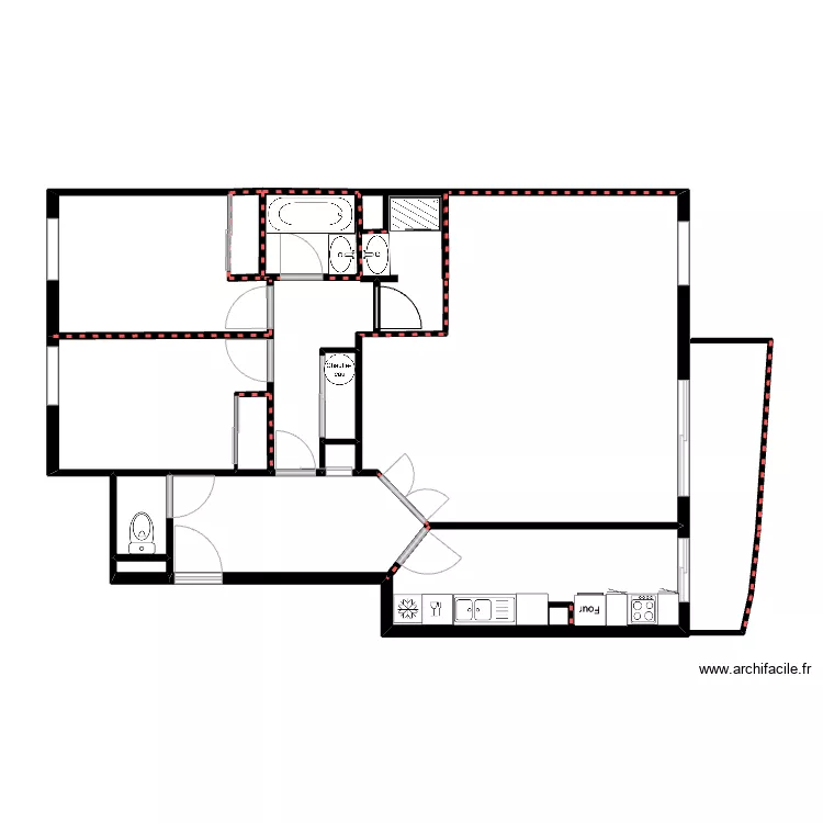 Plan ensemble 122 Thiers avec modif douche. Plan de 
