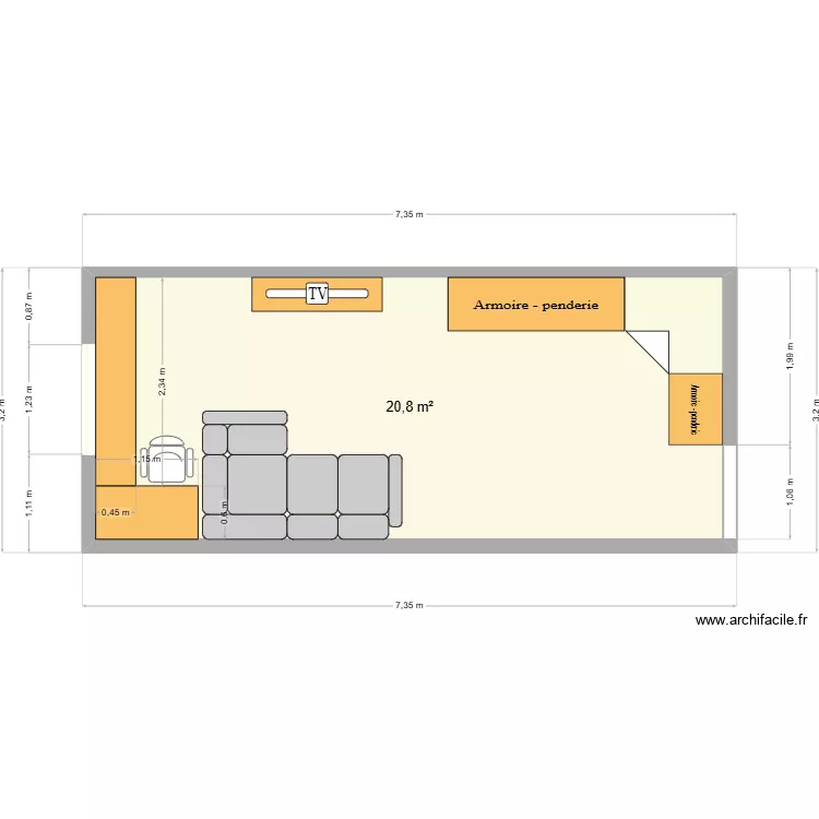 Orin salon v2. Plan de 1 Pièce et 21 m² Orin salon v2. Plan de 1 Pièce et 21 m²