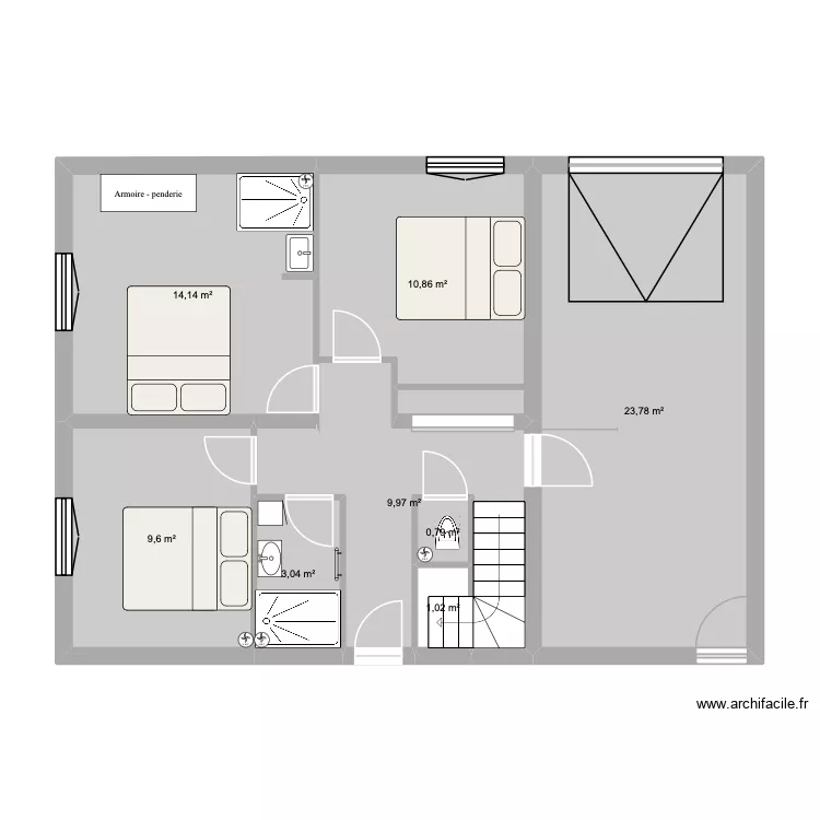 RDC Le Hingl&eacute;. Plan de 8 Pièces et 73 m²