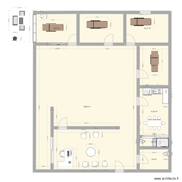 Plan cabinet kiné v2. Plan de 8 pièces et 159 m2