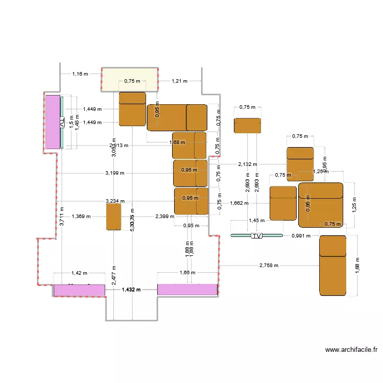 Salon. Plan de 1 et 1 m² Salon. Plan de 1 et 1 m²