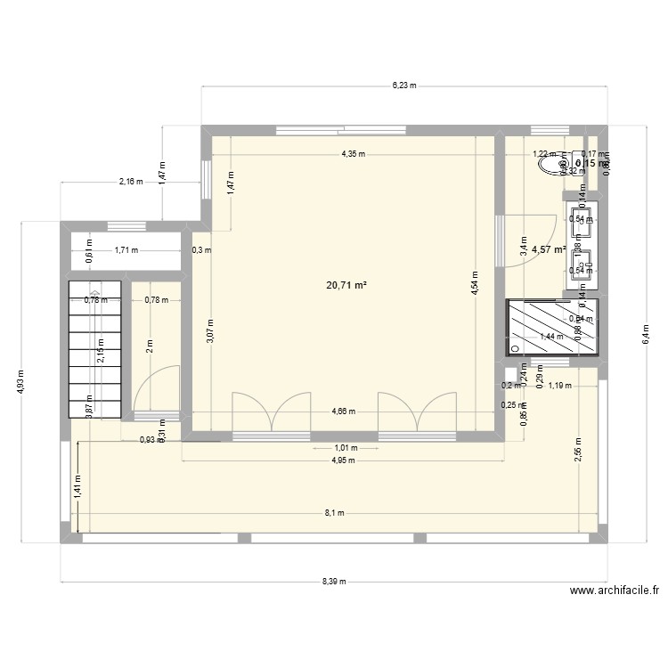 Maison hotte modificações. Plan de 7 pièces et 43 m2