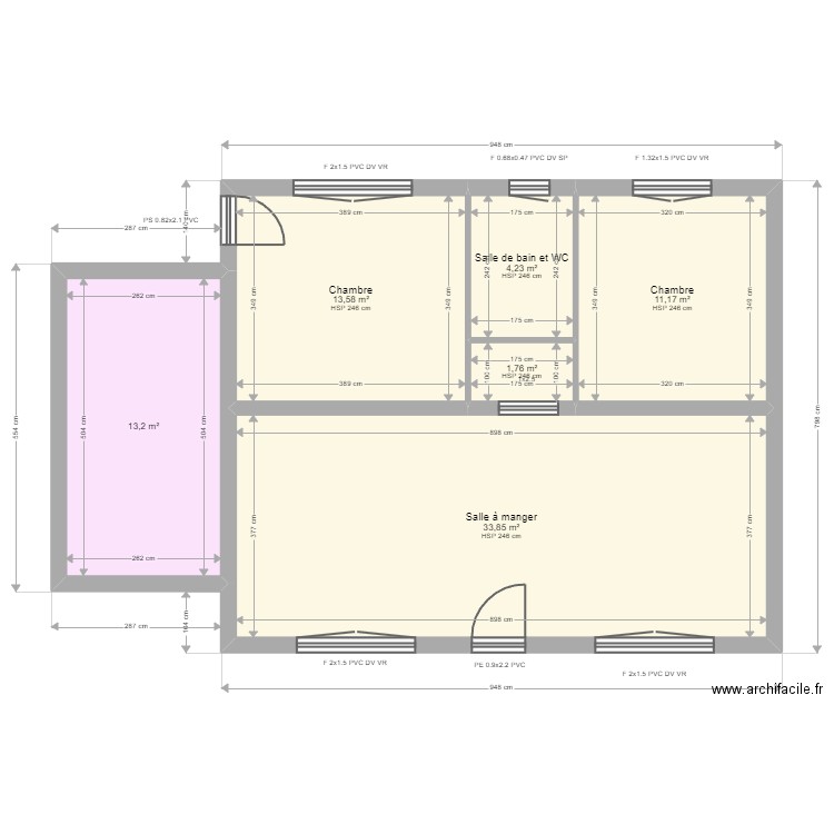 ML24003184. Plan de 6 pièces et 78 m2