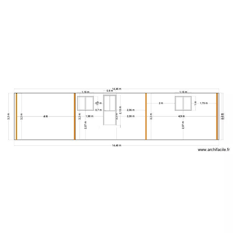 Fa&ccedil;ade nord-ouest HANGAR. Plan de 