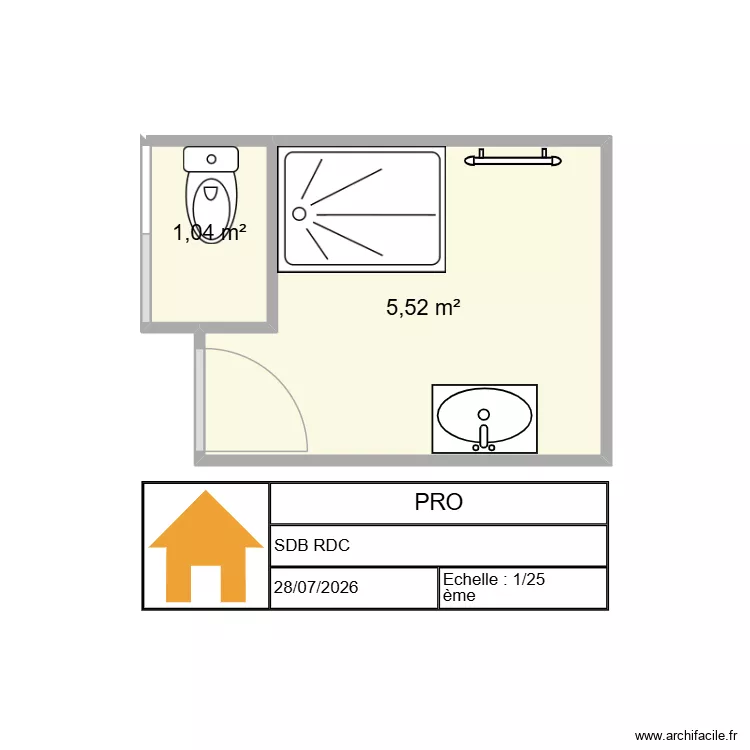 SDB RDV Valérie. Plan de 2 et 7 m² SDB RDV Valérie. Plan de 2 et 7 m²