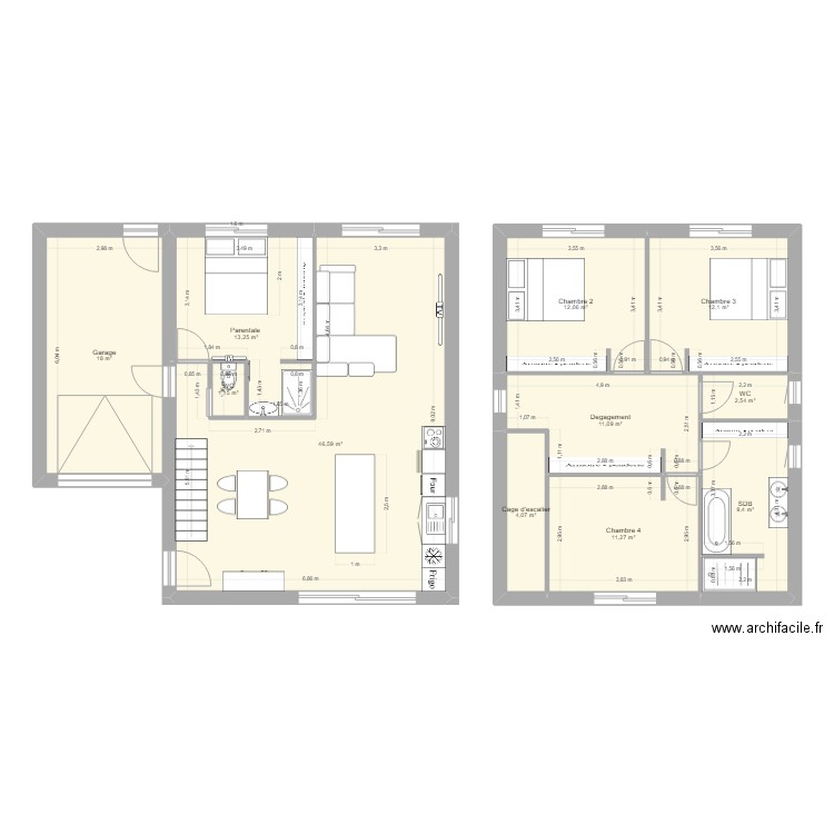 Maison. Plan de 11 pièces et 142 m2