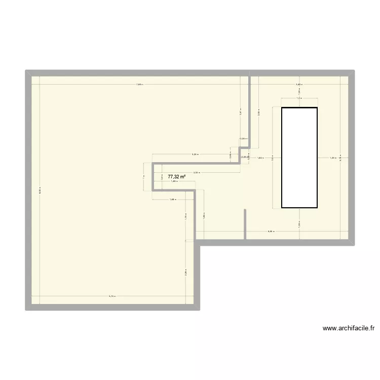 faux plafond. Plan de 1  et 77 m²
