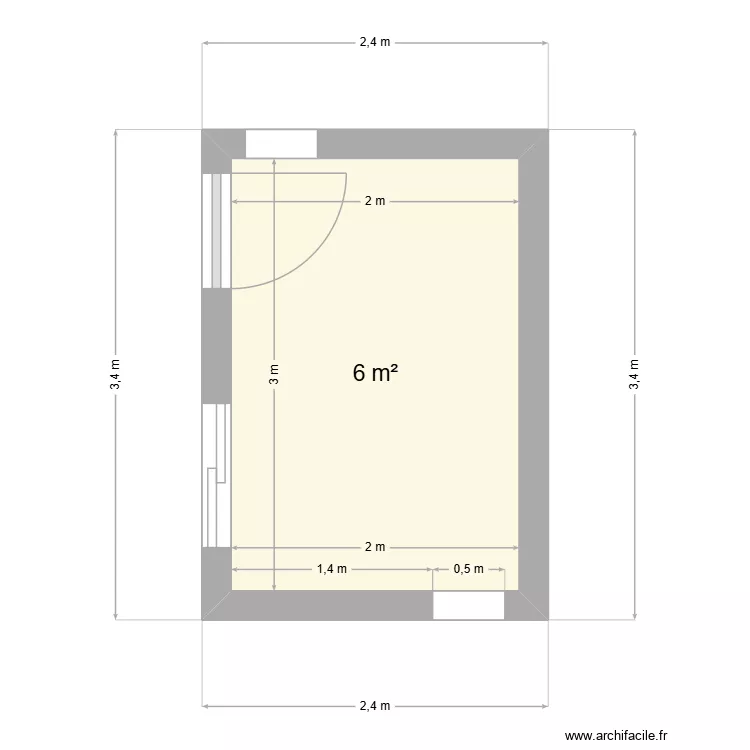 Local Technique. Plan de 1  et 6 m²