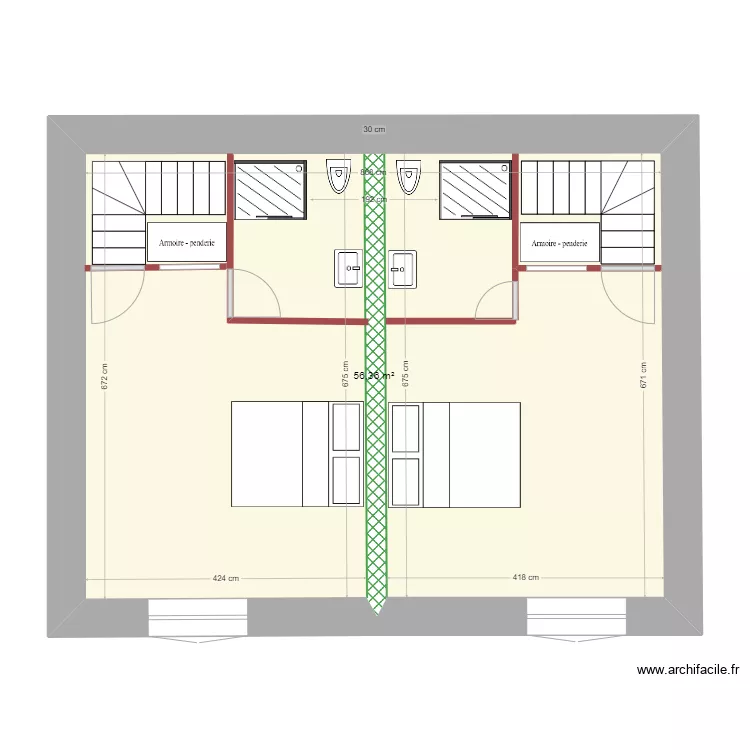 Plan étage avec 2 escaliers sans garage. Plan de Plan étage avec 2 escaliers sans garage. Plan de