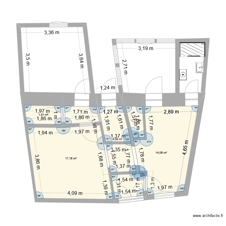 rez de chaussee 01. Plan de 5 pièces et 39 m2