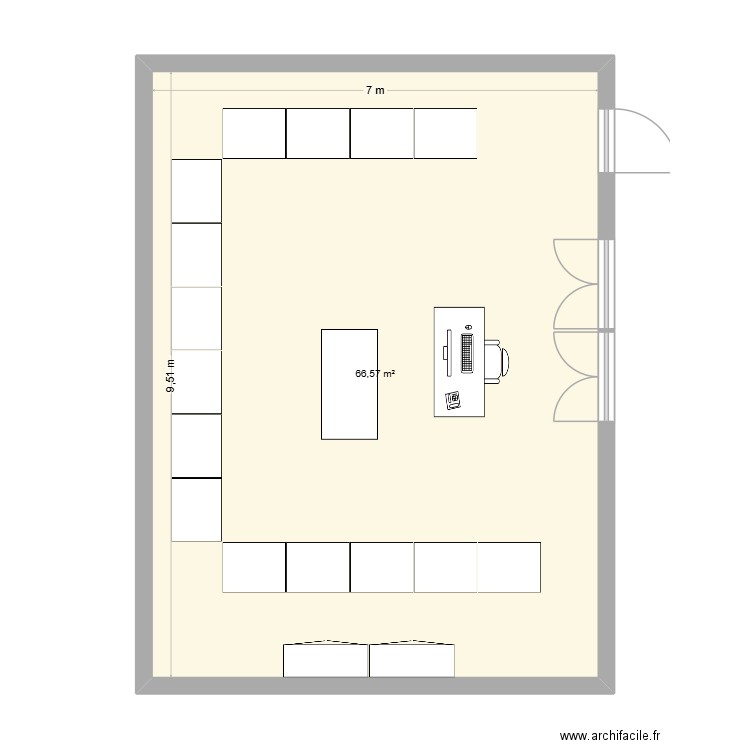salles 181. Plan de 1 pièce et 67 m2