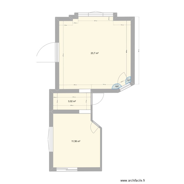 MONTJAY RDC. Plan de 3 pièces et 38 m2