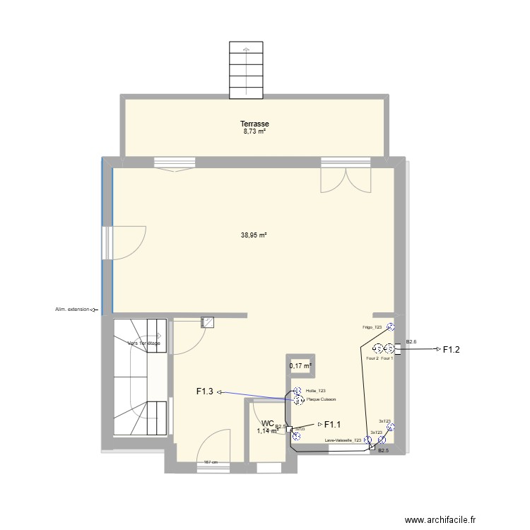 Rez-de-Chaussée. Plan de 16 pièces et 201 m2