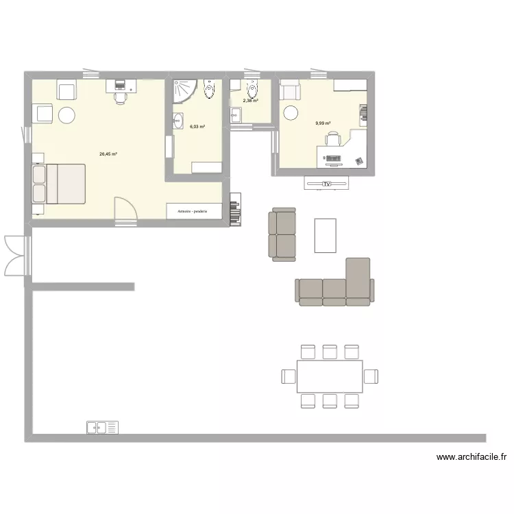 Essai 1. Plan de 4 Pièces et 45 m² Essai 1. Plan de 4 Pièces et 45 m²