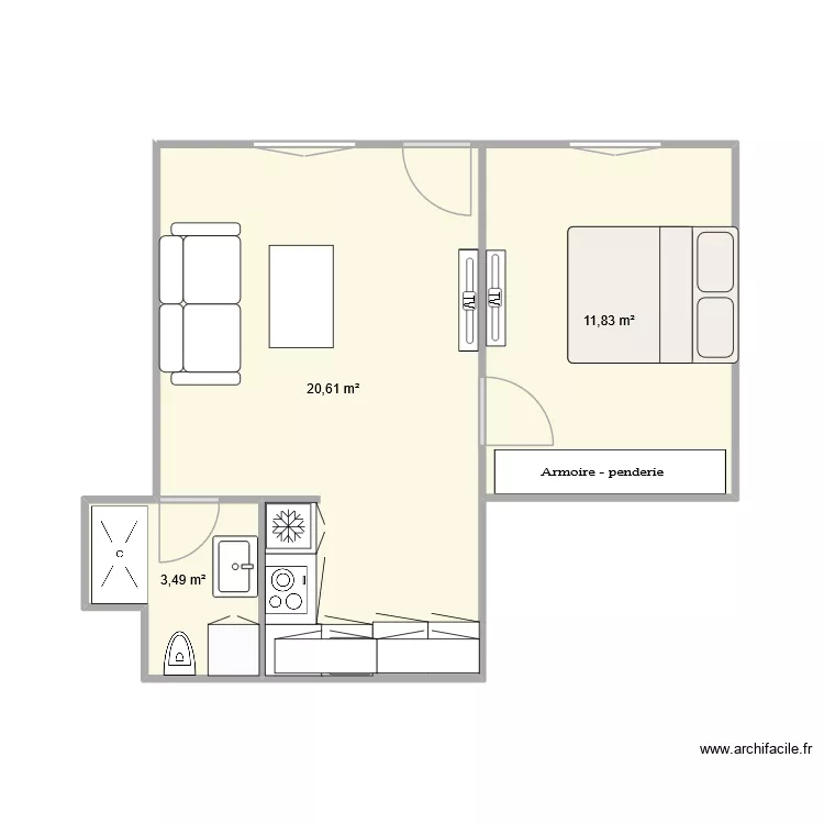 EMMA VERSION 2. Plan de 3 Pièces et 36 m² EMMA VERSION 2. Plan de 3 Pièces et 36 m²