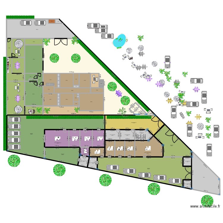 LOC 1 AVEC 5 BUREAUX + LOC 2 AVEC 5 BUREAUX PERMIS. Plan de 64 pièces et 1888 m2