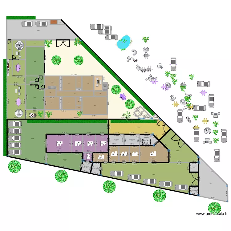 LOC 1 AVEC 5 BUREAUX + LOC 2 AVEC 5 BUREAUX PERMIS. Plan de 64  et 1888 m²
