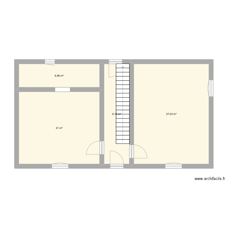 Rdc. Plan de 4 pièces et 64 m2