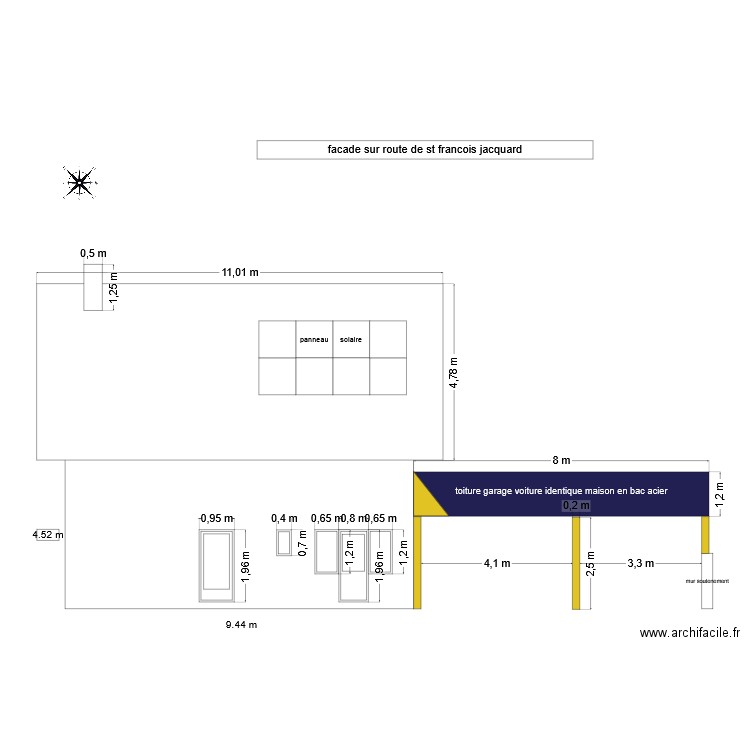 facade sud est avant projet. Plan de 0 pièce et 0 m2