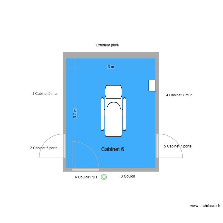 60710 Cabinet 6. Plan de 1 pièce et 11 m2